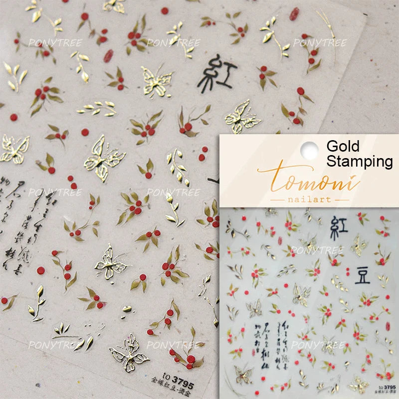 Romantic Lily of The Valley Candle Holder Wreath Bowknot Butterfly Dreamy Adhesive Nail Art Decorations Stickers Manicure Decals (Online Order Only)