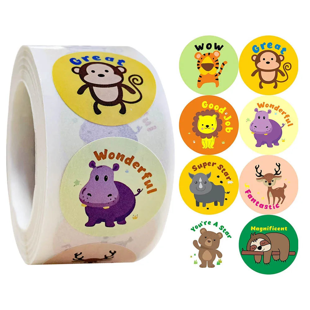 500PCS Reward Stickers for Kids Children Kindergarten School Encouragement Students Games Toy Animals Stationery Labels (ONLINE ORDER ONLY)