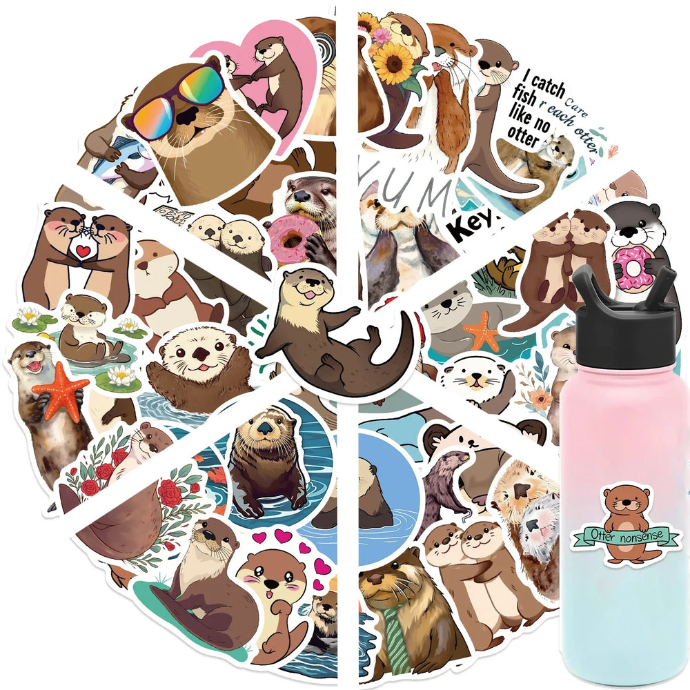 50PCS Cute Otter Animal Cartoon Sticker Decals DIY Phone Laptop Stationery Waterproof Kawaii Kids Decoration Sticker Toys (ONLINE ORDER ONLY)