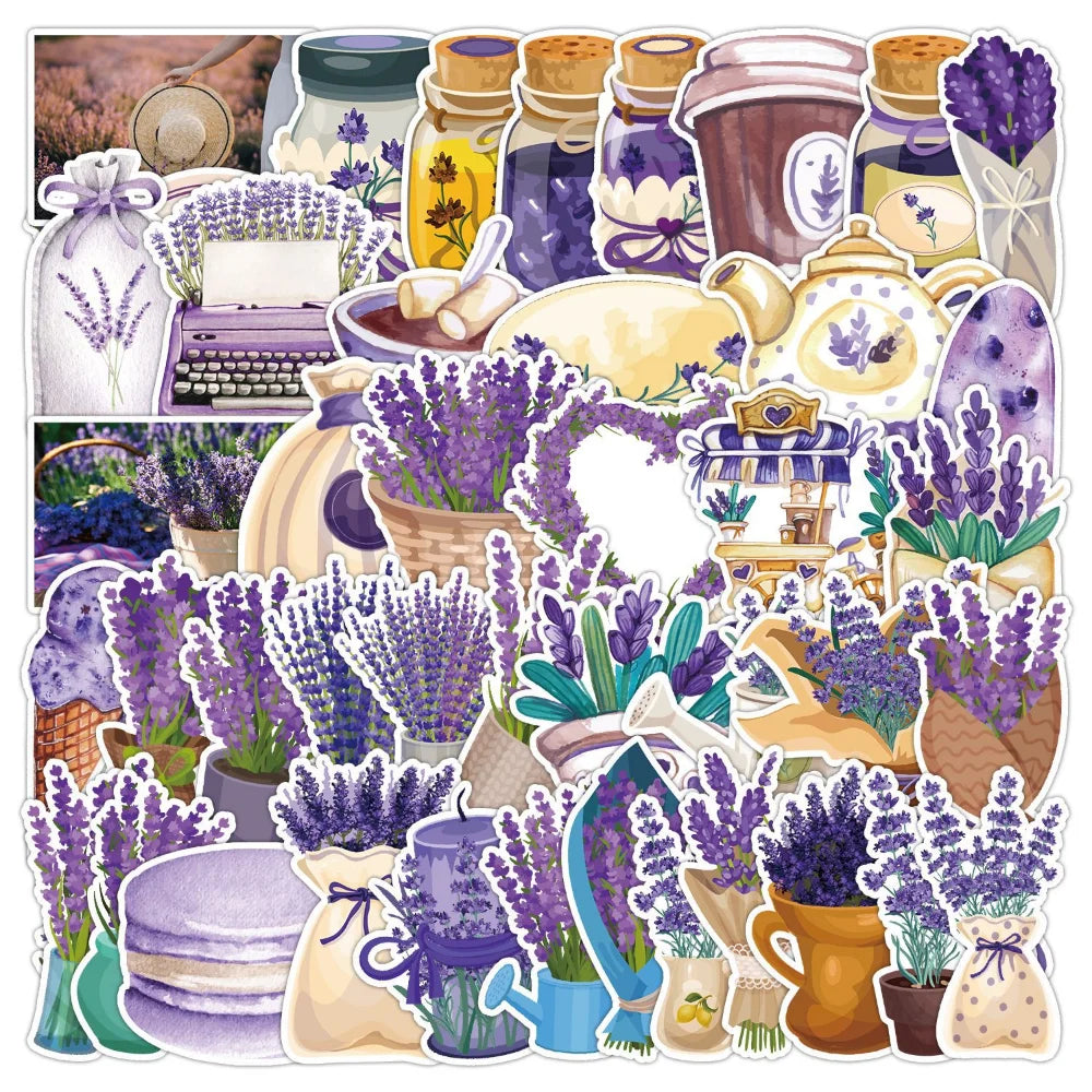 50Pcs Hot Beautiful Lavender Sticker Decoration Stationery Sticker DIY Ablum Diary Scrapbooking Label Sticker 2023 (ONLINE ORDER ONLY)