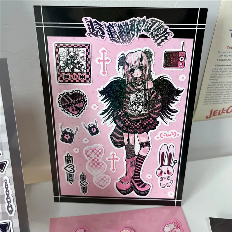 Korean Cute Maid Devil Angel Girl Stickers Scrapbooking DIY Album Decoration Sticker Aesthetic Personalized Kawaii Stationery (ONLINE ORDER ONLY)