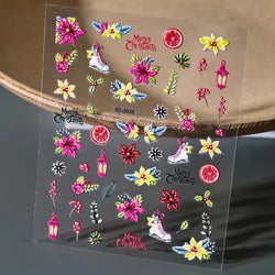 5D Embossed Gingerbread Man Nail Art Sticker Cute Christmas Winter Santa Claus Snowflake Elk Engraved Slider Manicure Decoration (ONLINE ORDER ONLY)