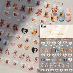 Charm Retro Bear Candy Cake Bowknot Rabbit Bunny Strawberry Footprint Muffin 3D Adhesive Nail Art Stickers Chic Manicure Decals (ONLINE ORDER ONLY)