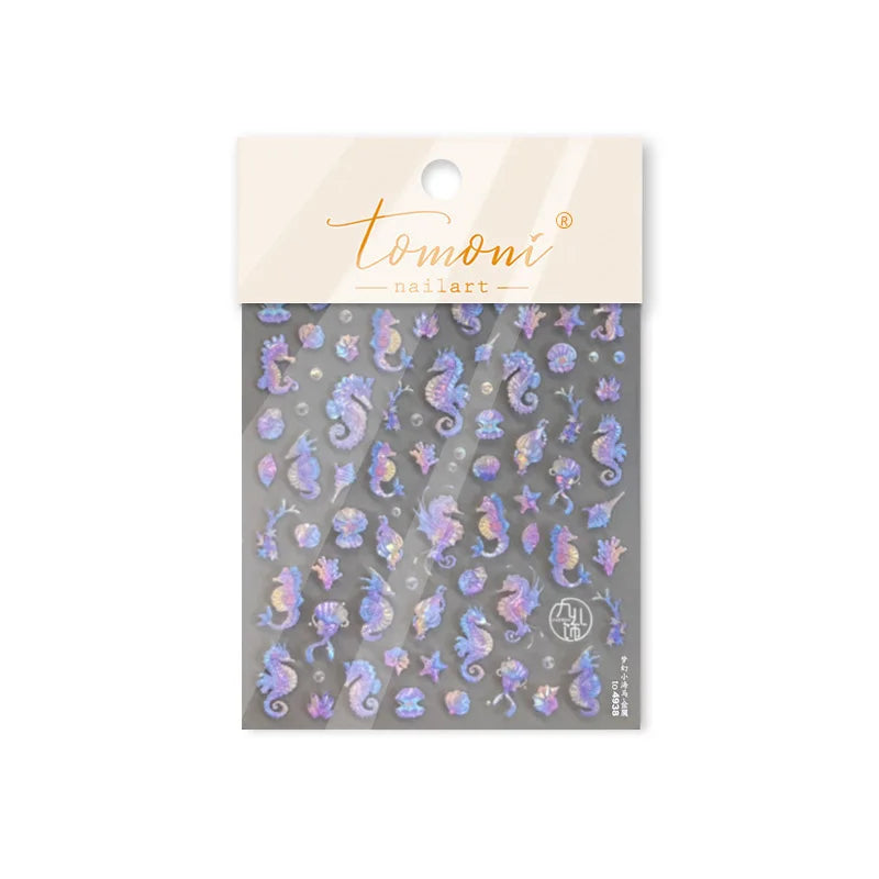 Jellyfish Schools of Fish Shoal Mermaid Tail Seahorse Dreamy Ocean Starfish Shell Coral Adhesive Nail Art Sticker Manicure Decal (ONLINE ORDER ONLY)