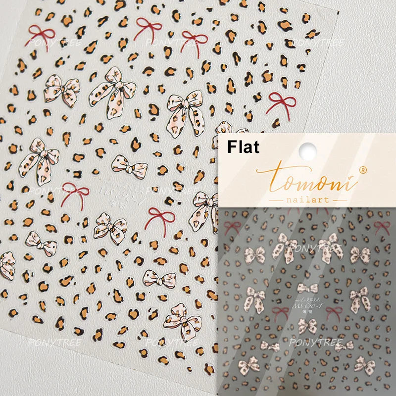 Simple Line Bowknot Red Gold Silver Laser Pink Hot Stamping 3D Self Adhesive Nail Art Stickers Pearl Rhinestone Manicure Decals (ONLINE ORDER ONLY)