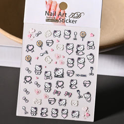 1pc 5D Cartoon Nail Art Stickers Waterproof Matte Finish with Kuromi, Cinnamoroll & Hello Kitty Designs Perfect for DIY Manicure (Online Order Only)