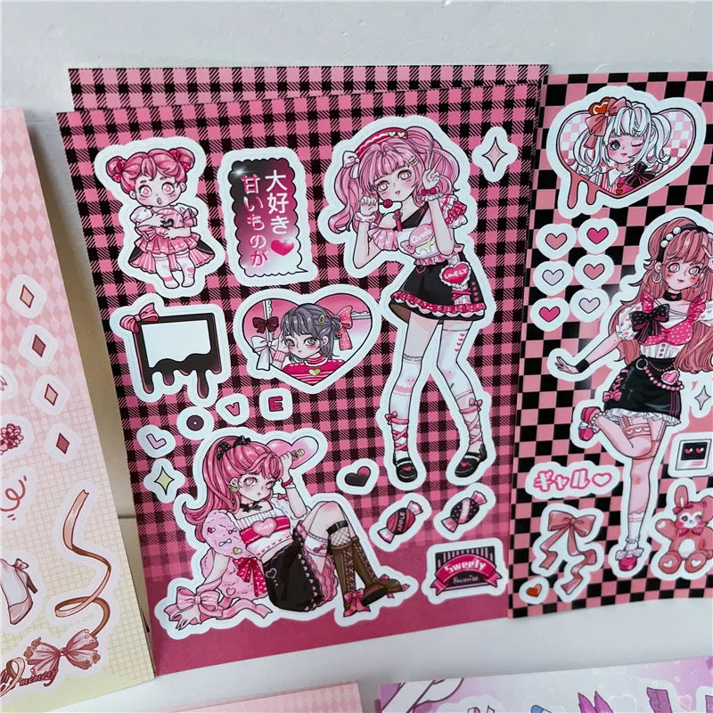 INS Sweet Candy Girl Stickers Diary Scrapbooking DIY Album Decoration Sticker Aesthetic Personalized Kawaii Stationery (ONLINE ORDER ONLY)