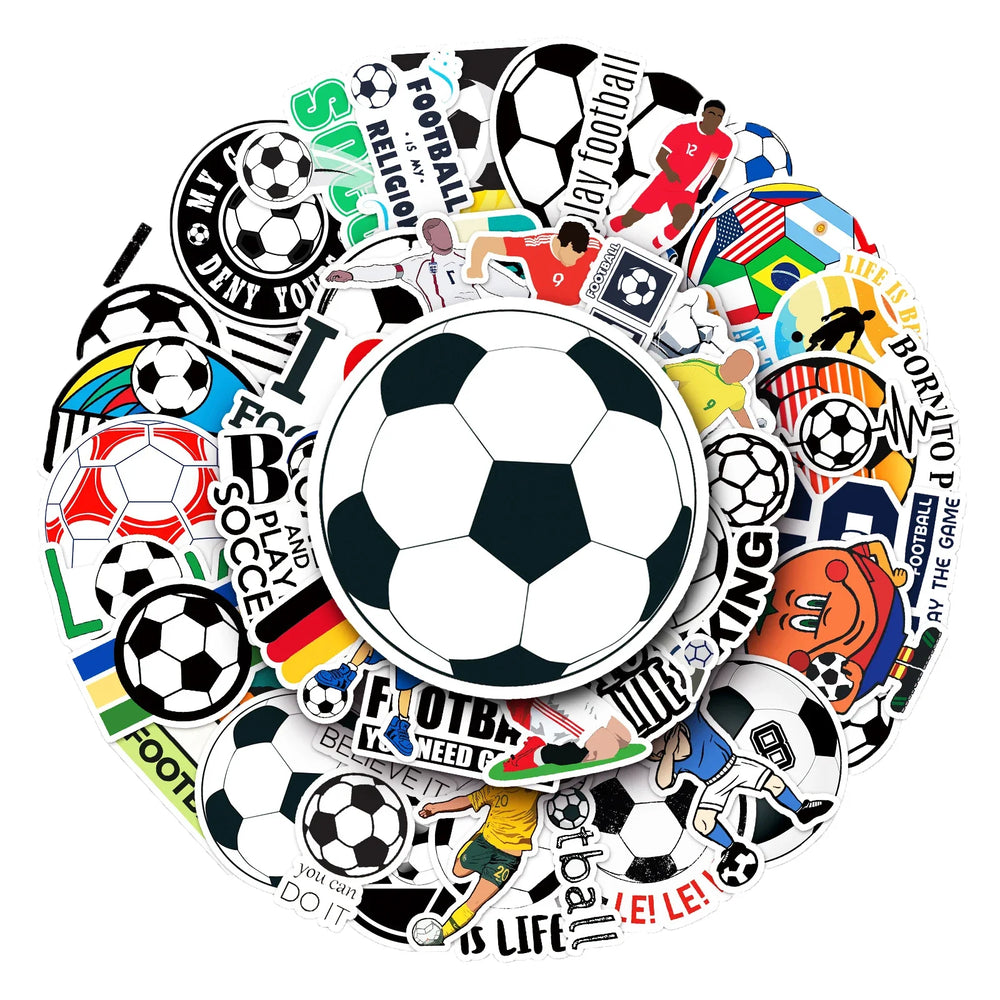 Cool Soccer Stickers for Laptop, Phone, Guitar, Skateboard, Car - Waterproof Decor, 10/30/50pcs (Online Order Only)