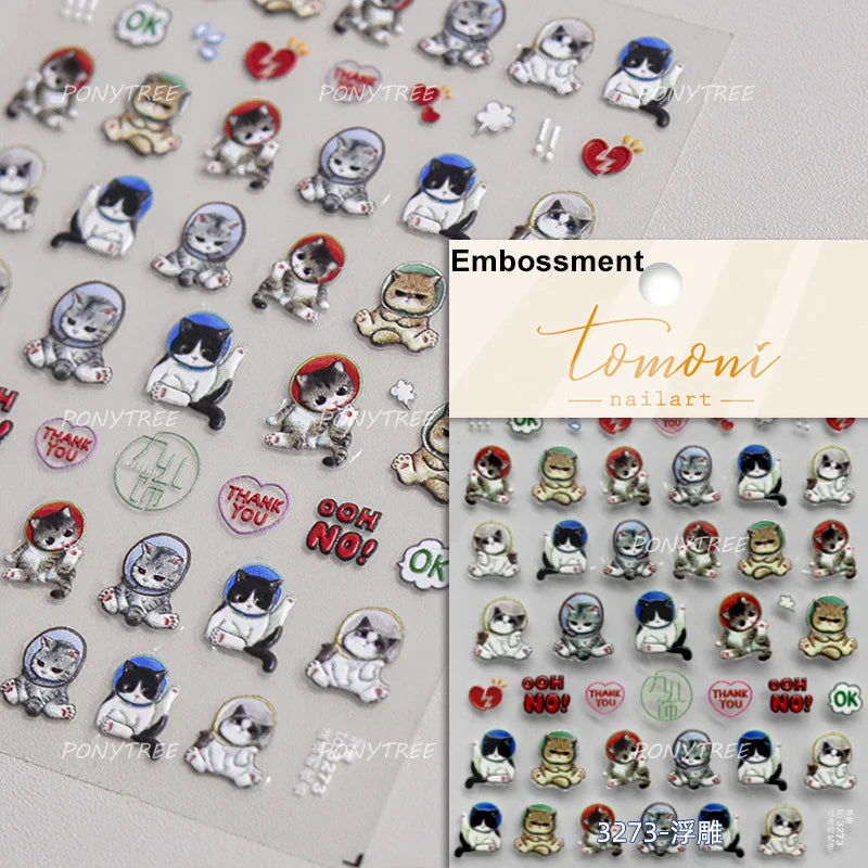 Worker's Speech Chinese Characters Abstract Comics Vivid Patterns Adhesive Nail Art Stickers Satirical Writing Manicure Decals (Online Order Only)