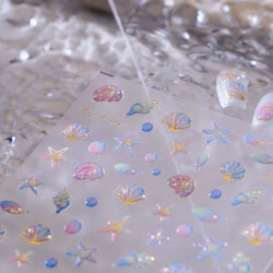 Conch Starfish Shell Beach Fish Star Ocean Colorful Water Bubbles Summer Delicate Self Adhesive Nail Art Stickers Manicure Decal (ONLINE ORDER ONLY)
