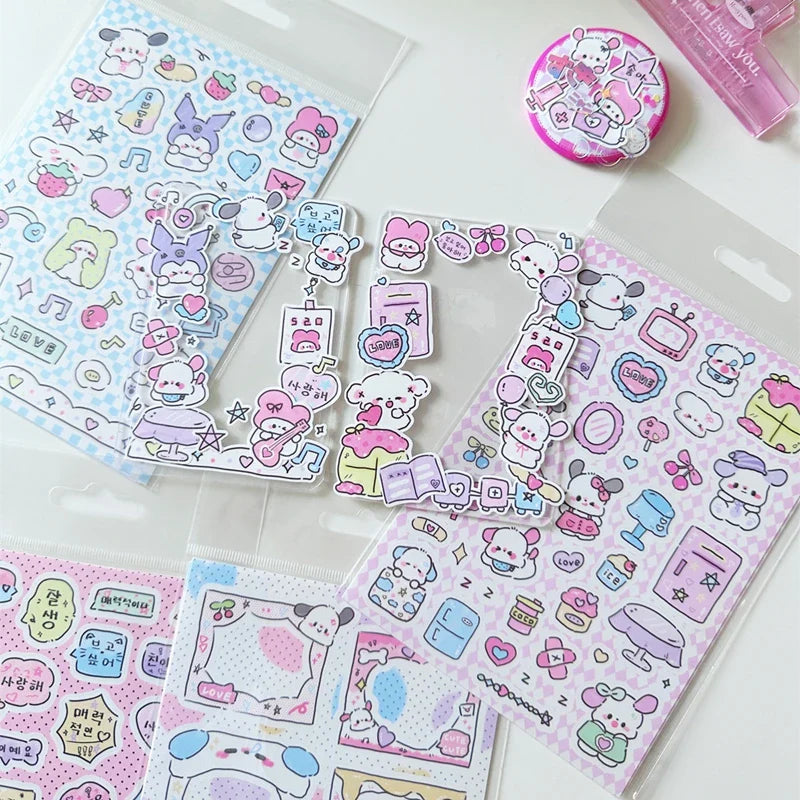 Korean Ins Cute Graffiti Puppy Stickers Planner Journal Collage DIY idol card Scrapbooking Decoration Sticker Kawaii Stationery (Online Order Only)