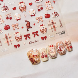 Bowknot Bear Cake Chocolates Food Star Cherry Apple Cook Love Heart Adhesive Nail Art Sticker Rhinestone Reliefs Manicure Decal (ONLINE ORDER ONLY)
