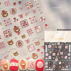 Cat Kitten Rabbit Flower Bouquet Bowknot Vase Bunny Grid Star Blocks Round Warm Sun Decoration Nail Art Stickers Manicure Decals (ONLINE ORDER ONLY)