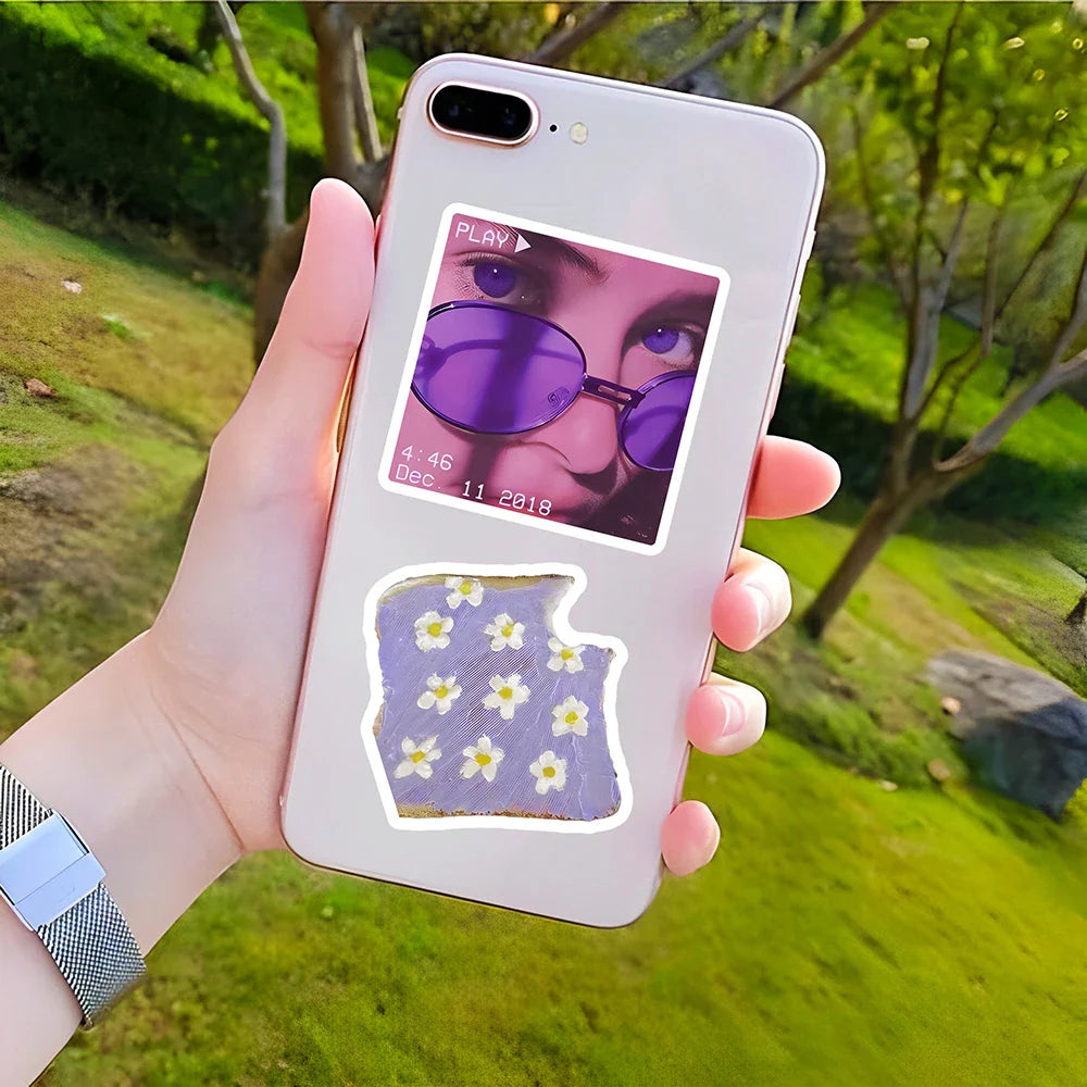 10/30/50PCS Cute Cartoon Purple Stickers Ins Style Decals PVC Waterproof Graffiti DIY Suitcase Notebook Suitcase Guitar Bike Toy (ONLINE ORDER ONLY)