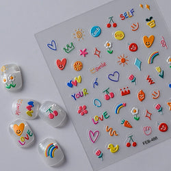 Jelly Tulip Heart Nail Art Stickers 5D Embossed Relief Decals (Online Order Only)