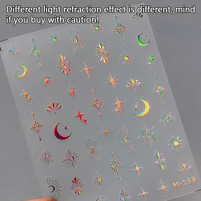 Shiny Laser Constellation Totem Pink Blue Gold Silver Shell Starfish Moon Star 3D Self Adhesive Nail Art Sticker Manicure Decals (ONLINE ORDER ONLY)