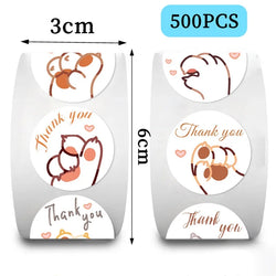 500PCS Cute Cat Claws Paper Labels Thank You Sticker Sealing DIY Decoration Scrapbooking Stationery Hand Accounting Supplies (ONLINE ORDER ONLY)