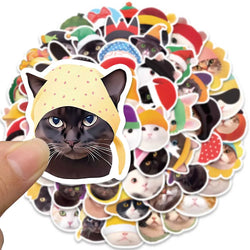 59pcs Cute Cartoon Cats in the Hat Stickers For Laptop Phone Guitar Luggage DIY Waterproof Graffiti Stationery Vinyl Decals (ONLINE ORDER ONLY)
