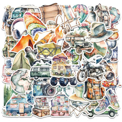Outdoor Hiking Camping Stickers Cartoon Decals for Laptop Suitcase 10/30/50pcs (Online Order Only)