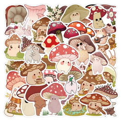 10/30/60pcs Retro Cute Mushroom Cartoon Stickers Decals Laptop Suitcase Phone Guitar Scrapbook Decoration Sticker for Kids Toys (ONLINE ORDER ONLY)