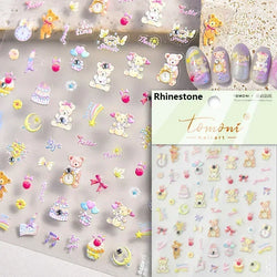 Cute Bowknot Dog Puppy Bear Strawberry Cake Fruit Juice Coffee Desserts Corgi Cherry Adhesive Nail Art Stickers Manicure Decals (ONLINE ORDER ONLY)