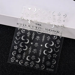 1pc 3D Gradient French Nail Stickers with Crown & Tassel Design Gold Silver Lines Self-Adhesive Nail Art Waterfall Manicure Foil (Online Order Only)