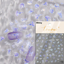 Infauna Jellyfish Conch Shell Starfish Octopus Coral Polypite Wishing Bottle Sea Self Adhesive Nail Art Stickers Manicure Decals (ONLINE ORDER ONLY)