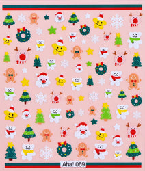 Christmas Greenery Nail Stickers Xmas Holly Animal Penguin Candy Winter Sliders Decor 2024 Holiday Decals Manicure Tips Foils *& (ONLINE ORDER ONLY)