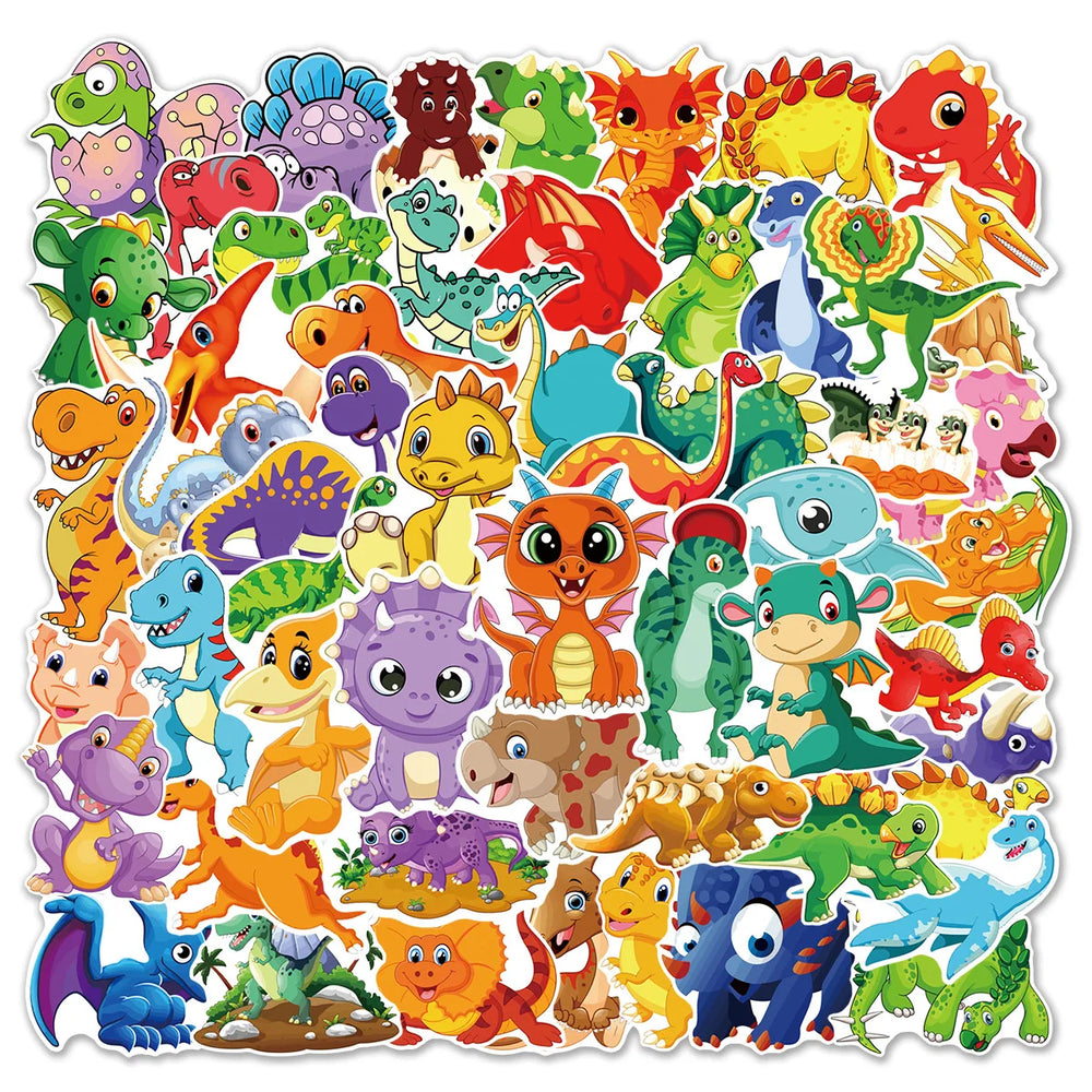 60pcs Cute Dinosaur Graffiti Stickers for Helmet, Wall, DIY Decoration (Online Order Only)