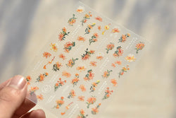 Antique Changle Flower Chrysanthemum Jade Pendant Feathers Green Leaf Adhesive Nail Art Stickers Flat Embossment Manicure Decals (Online Order Only)