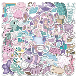 56PCS Pink Kawaii Mermaid Stickers for Skateboard, Notebook, Fridge, Phone, Guitar, Luggage, Kids Toy (Online Order Only)