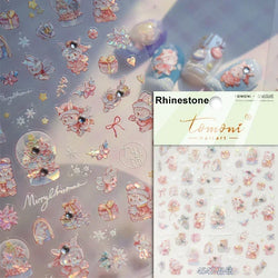 Pale Flower Bouquet Label Bowknot Stationery Sunflower Daisy Leaf 3D Self Adhesive Nail Art Stickers Rhinestone Manicure Decals (Online Order Only)