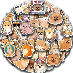 50PCS Cartoon Cute Pomeranian Stickers Dog Creative Personality Graffiti Waterproof Sticker For Suitcase Refrigerator Skateboard (ONLINE ORDER ONLY)