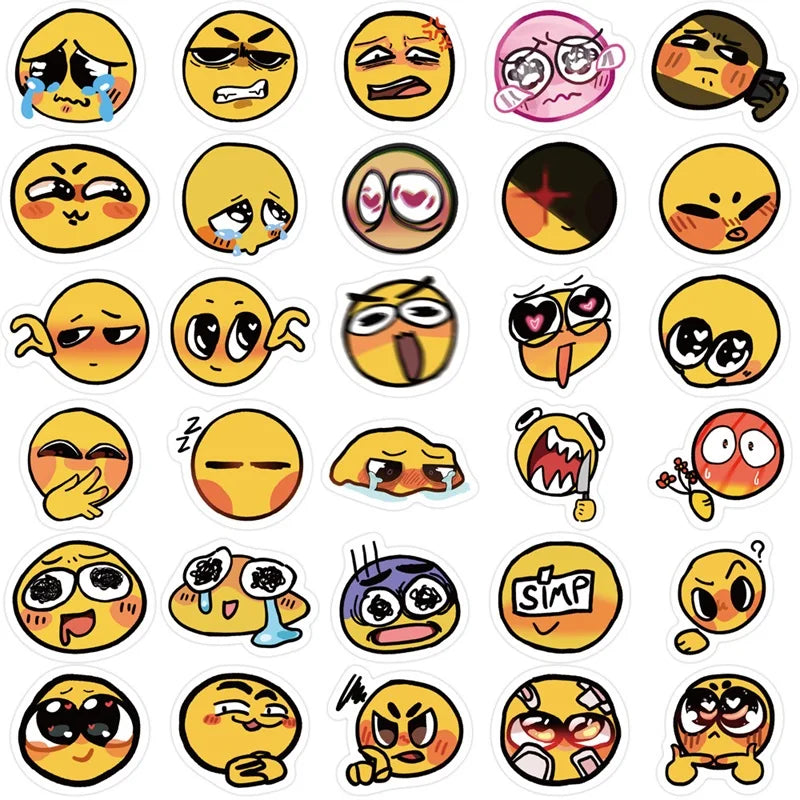 10/30/60PCS Cute Mood Yellow Sticker Aesthetic Korean Stationery Children's PVC Decoration Scrapbooking School Supplies for Kids (ONLINE ORDER ONLY)