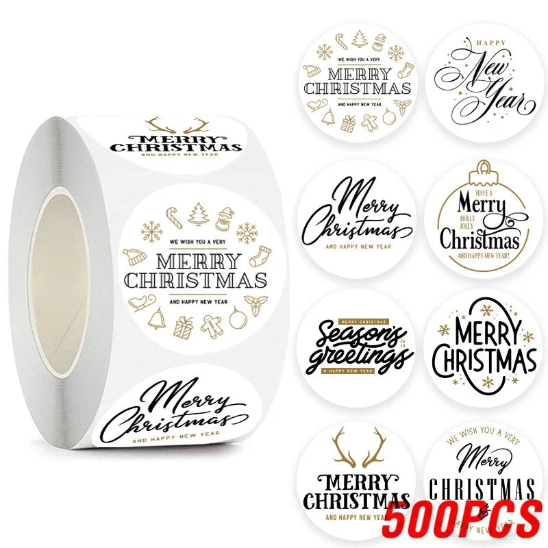 100-500pcs Merry Christmas Stickers 1Inch Santa Merry Tree Festival Sticker For Gift Package Seal Labels Wedding Decoration (ONLINE ORDER ONLY)