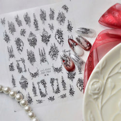 Retro Candlestick Holder Rose Rambler Birdcage Photo Frame Lace Self Adhesive Nail Art Sticker Charm Rhinestone Manicure Decal (Online Order Only)