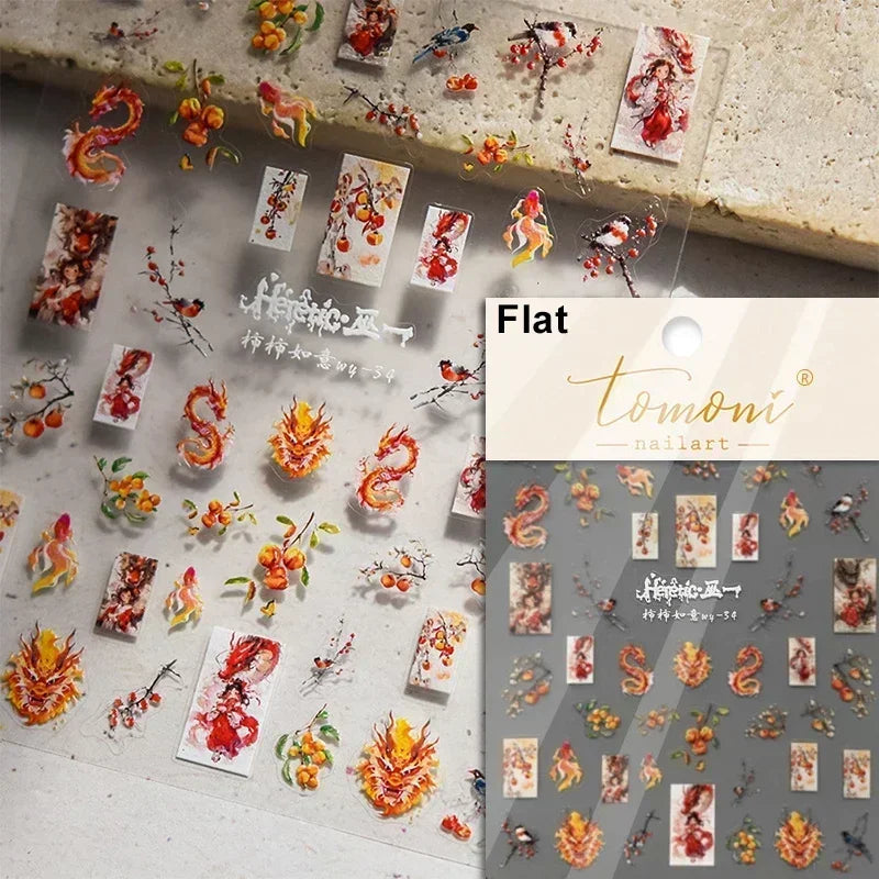 Dark Sword Coiled Snake Cross Butterfly Wing Starburst Starlight Gothic Reptile Animals Nail Art Sticker Festival Manicure Decal (ONLINE ORDER ONLY)