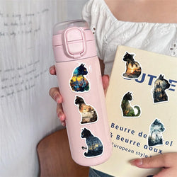 10/30/50PCS Black Dreamy Cat Sticky PVC Sticker Aesthetic Children's Stationery DIY Decoration Scrapbooking School Supplies (ONLINE ORDER ONLY)