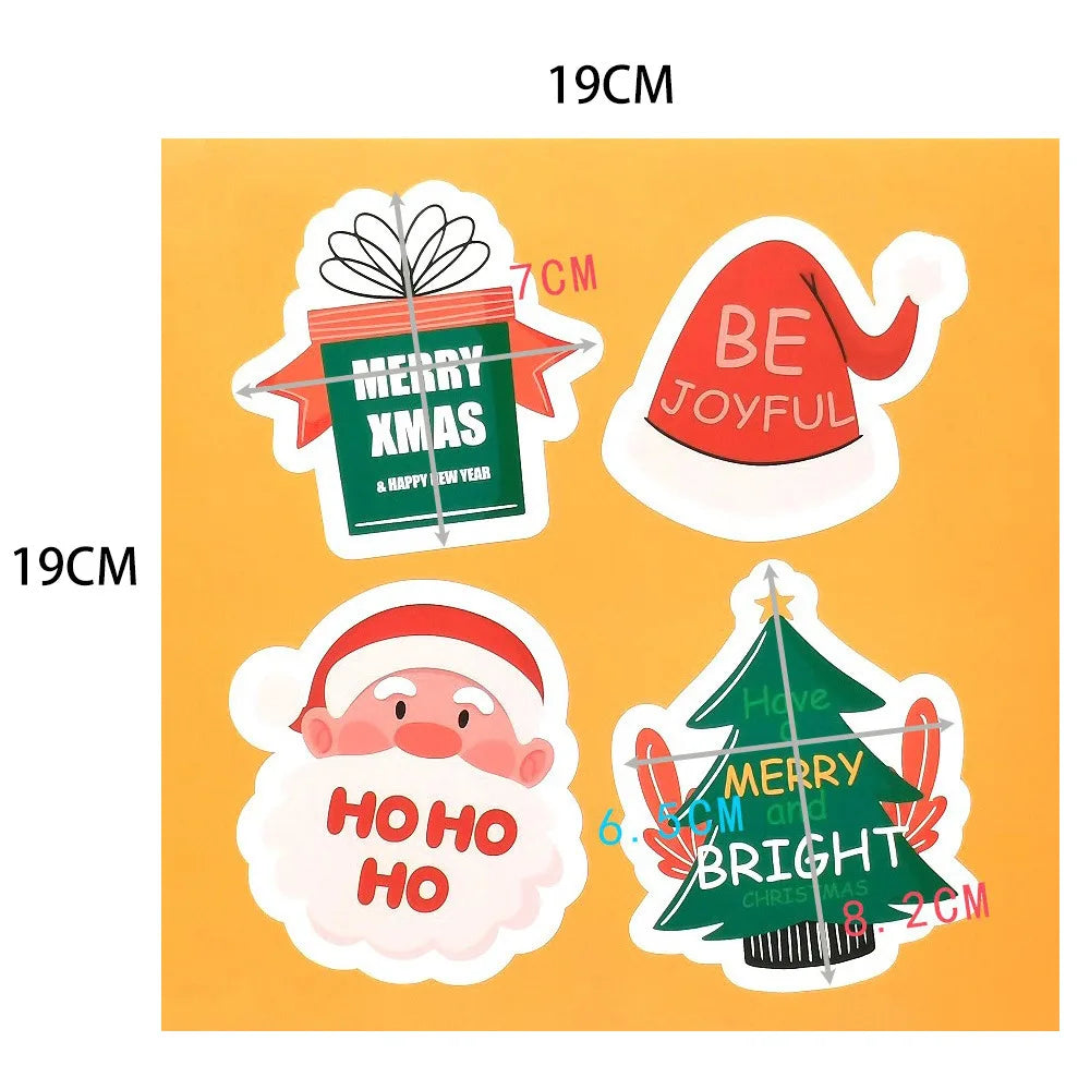 20-40Pcs Merry Christmas Stickers Santa Claus Christmas Hat Trees Gift Pattern Sticker Labels For Happy New Year Gift Package (ONLINE ORDER ONLY)