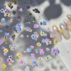 Colorful Embroidery Peony Pearl Full-blown Flower Rhinestone Chinese Luxury Relief Self Adhesive Nail Art Sticker Manicure Decal (Online Order Only)