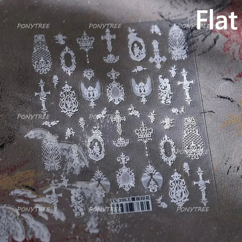 Retro Lace Corset Laced Bodice Wrap Top British Classical Dress Bowknot Rose Star Key Adhesive Nail Art Sticker Manicure Decals (ONLINE ORDER ONLY)