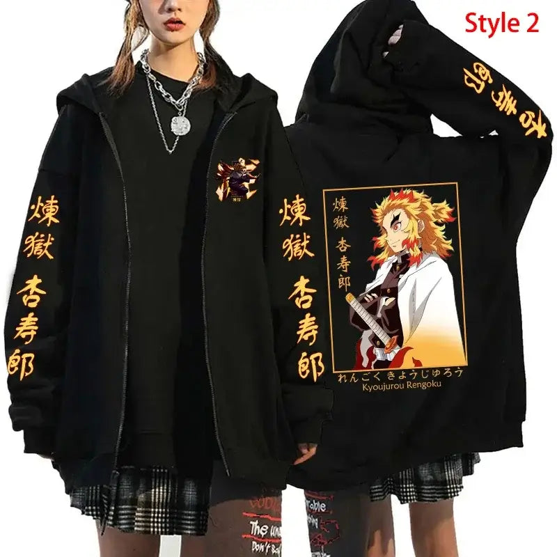 Rengoku Zipper Hoodie: Flame Hashira Anime Jacket (ONLINE ORDER ONLY)