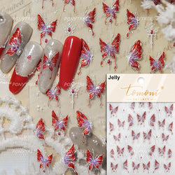 Oil Painting Style Rose Flowers Butterfly Wreath Floral Garland 5D Soft Relief Adhesive Nail Art Sticker Cute 3D Manicure Decals (ONLINE ORDER ONLY)