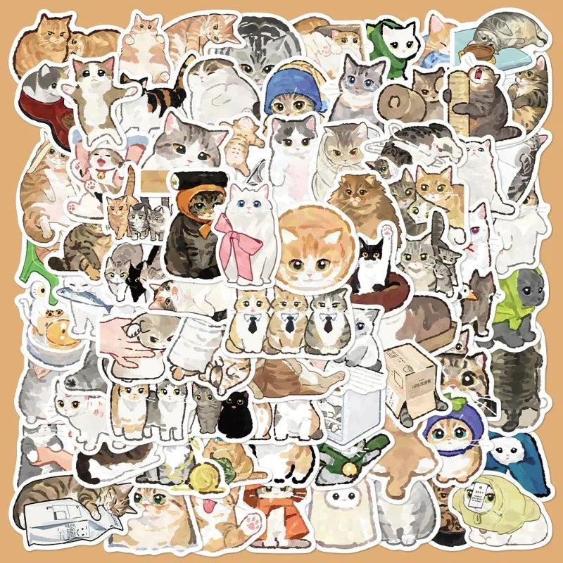 77pcs Retro Cat Graffiti Stickers for Helmet Wall DIY Decoration (Online Order Only)