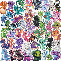 50pcs Cute Dragon Stickers for Scrapbooking, Laptop, Luggage, Car Decoration (Online Order Only)