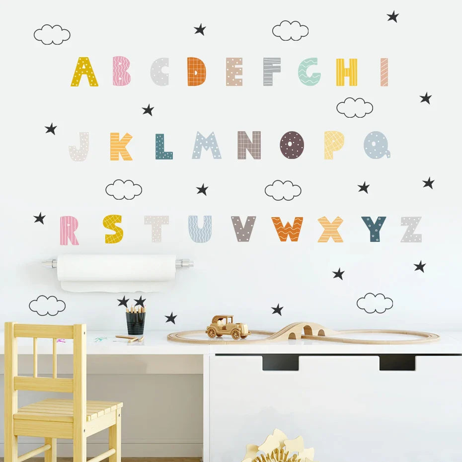 Cartoon Alphabet Wall Stickers Nursery Vinyl Decals Kids Room Decor (ONLINE ORDER ONLY)
