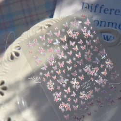 Shiny Butterfly White Pink Purple Romantic Animals Retro Photo Frame Chic Delicate Adhesive Nail Art Stickers 5D Manicure Decals (ONLINE ORDER ONLY)