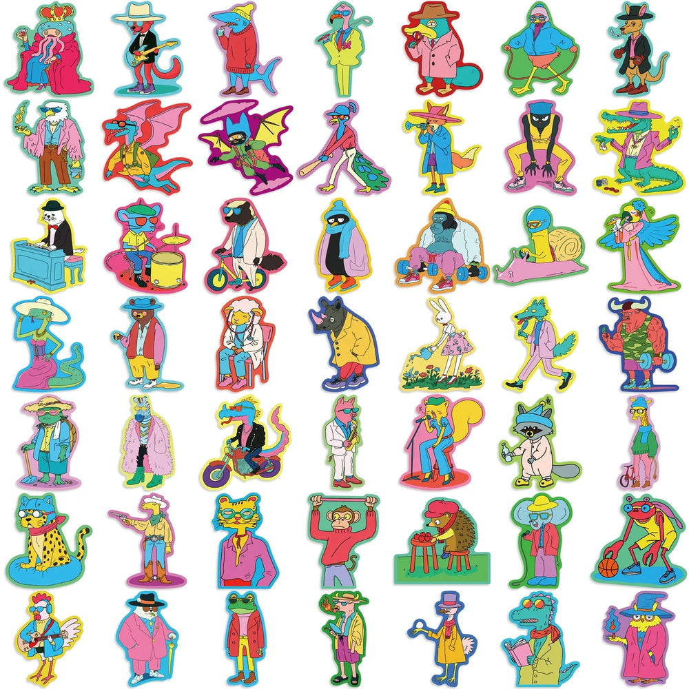 50pcs Cartoon Colorful Animal Stickers For Luggage Skateboard Laptop Guitar Aesthetic Graffiti Sticker Decals Toys (ONLINE ORDER ONLY)