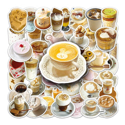 Cute Coffee Stickers 10/30/50pcs Cartoon Kawaii Decals DIY Fridge Notebook Skateboard Phone Bike (ONLINE ORDER ONLY)