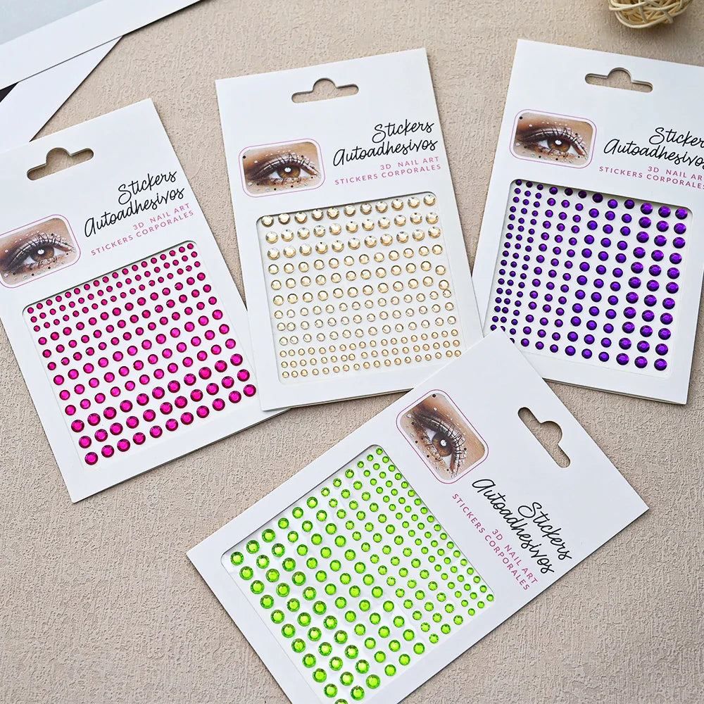 5Pcs Coloful Glitter Face Jewelry Sticker Crystal Eye Body Face Jewels Bady Makeup Tools Temporary Self-Adhesive Nail Rhinestone (ONLINE ORDER ONLY)